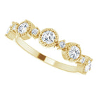 Yellow Gold Beaded Medallion Diamond Band