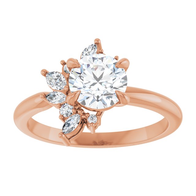 14K rose gold 1 1/2 CT Round-cut Diamond Floral Cluster Diamond Engagement Ring