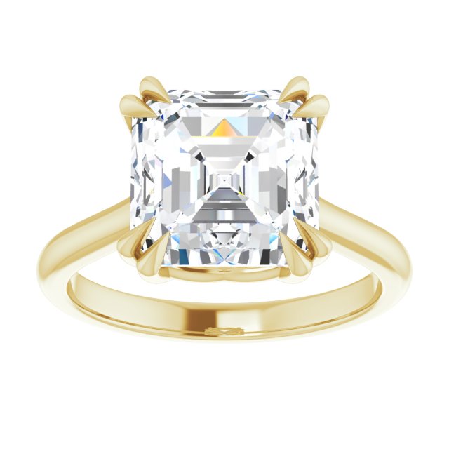 14K Yellow 9 mm Asscher Solitaire Engagement Ring Mounting