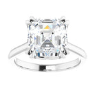 14K White 9 mm Asscher Solitaire Engagement Ring Mounting