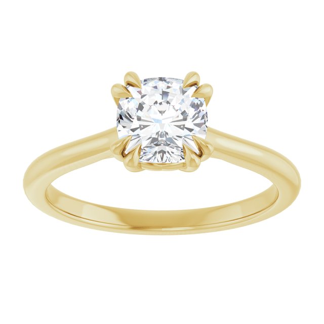 14K Yellow 6 mm Cushion Solitaire Engagement Ring Mounting