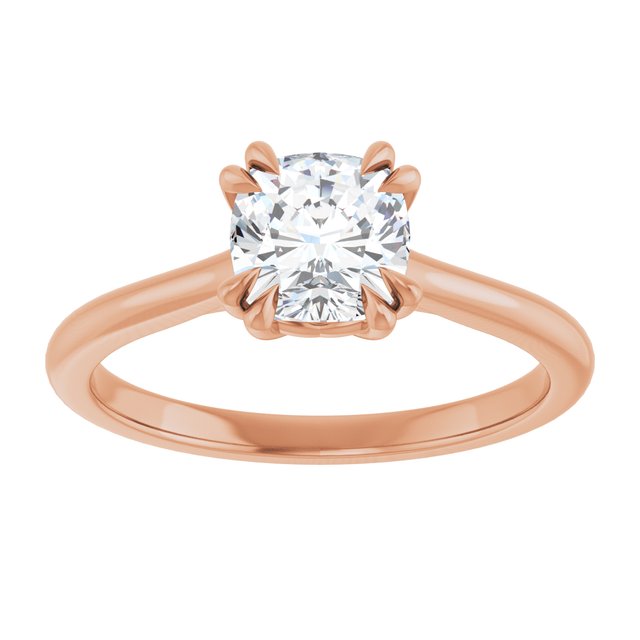 14K Rose 6 mm Cushion Solitaire Engagement Ring Mounting