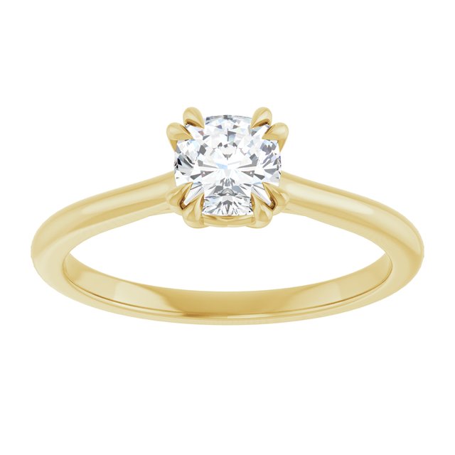 14K Yellow 5 mm Cushion Solitaire Engagement Ring Mounting