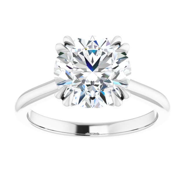 14K White 9 mm Round Solitaire Engagement Ring Mounting