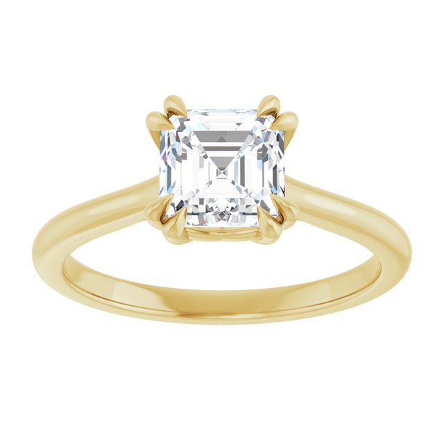 14K Yellow 6 mm Asscher Solitaire Engagement Ring Mounting