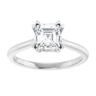 14K White 6 mm Asscher Solitaire Engagement Ring Mounting