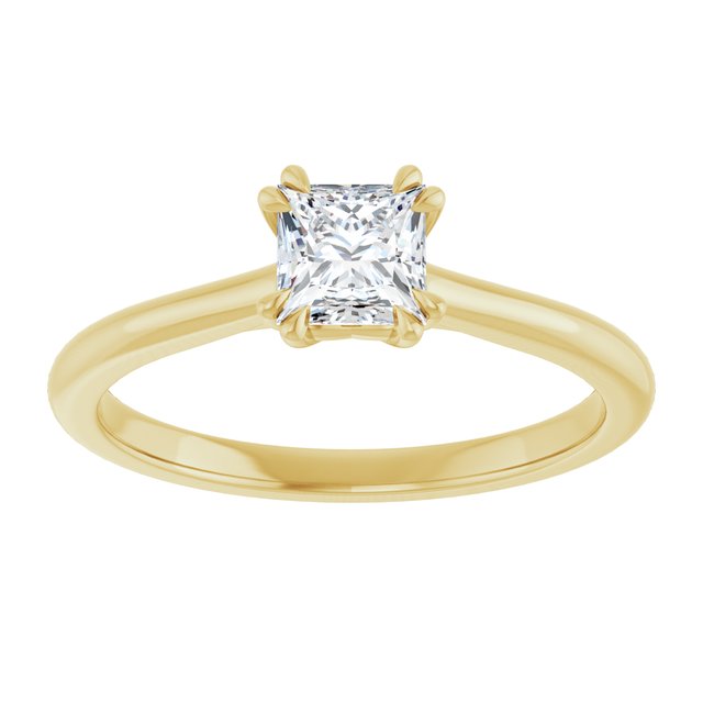 14K Yellow 4.5 mm Square Solitaire Engagement Ring Mounting