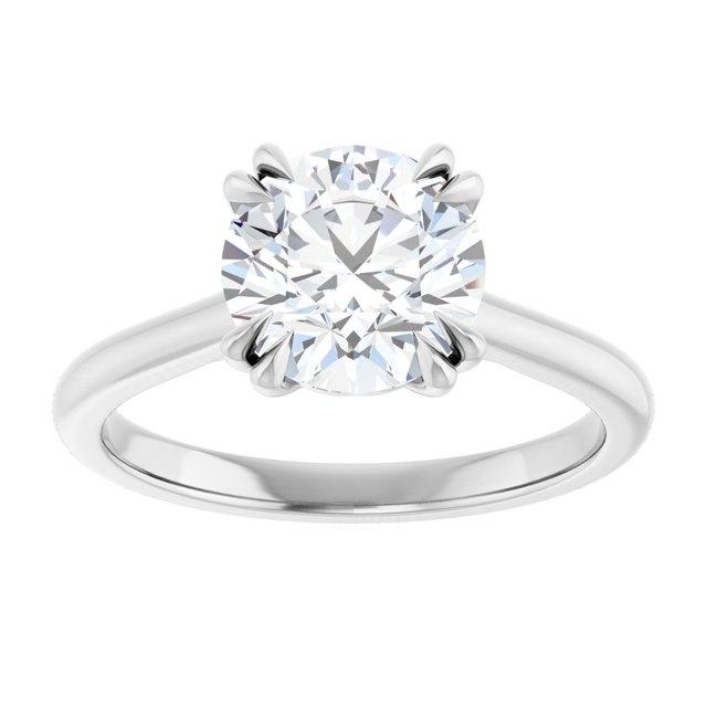 14K White 8 mm Round Solitaire Engagement Ring Mounting