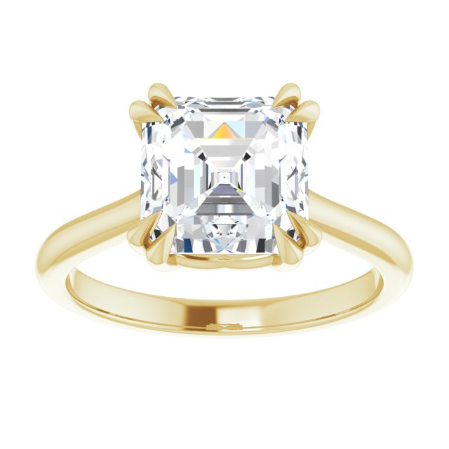 14K Yellow 8 mm Asscher Solitaire Engagement Ring Mounting