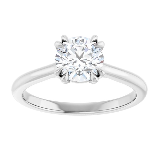 14K White 6.5 mm Round Solitaire Engagement Ring Mounting