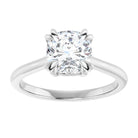 14K White 7 mm Cushion Solitaire Engagement Ring Mounting