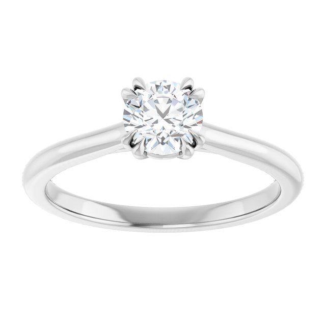 14K White 5.2 mm Round Solitaire Engagement Ring Mounting