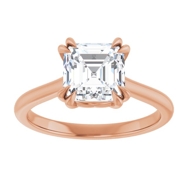 14K Rose 7 mm Asscher Solitaire Engagement Ring Mounting