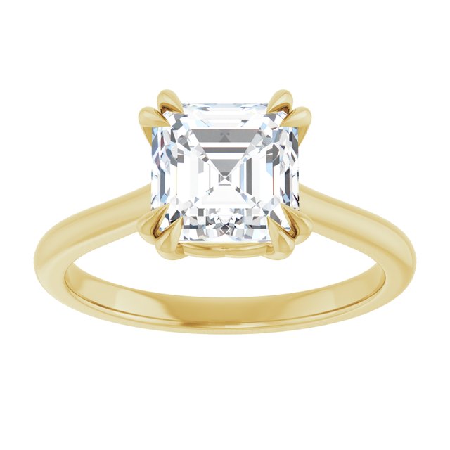 14K Yellow 7 mm Asscher Solitaire Engagement Ring Mounting