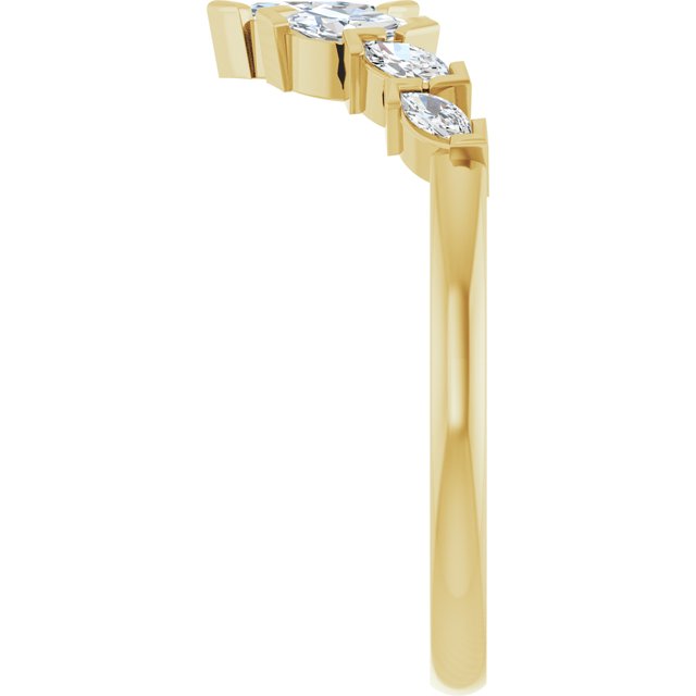 Side View of Marquise Diamond Contour Band in Yellow Gold