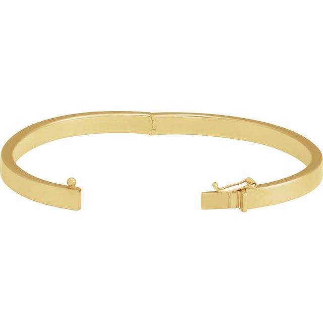 14K Yellow 5 mm Tube Hinged Bangle 7" Bracelet