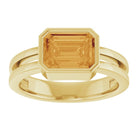 14K Yellow Lab-Grown Emerald Ring