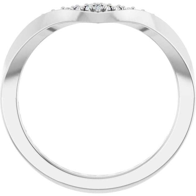 Side View of Curved Diamond Contour Band in White Gold