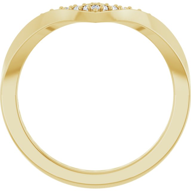 Side View of Curved Diamond Contour Band in Yellow Gold