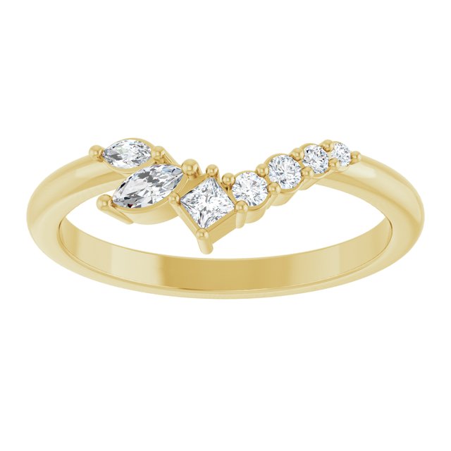 Diamond Wave Band in Yellow Gold