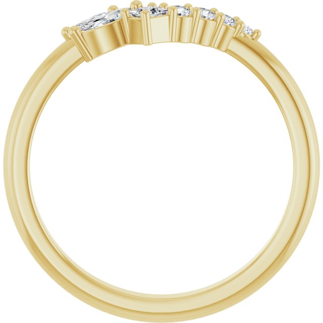 Side View of  Diamond Wave Band in Yellow Gold