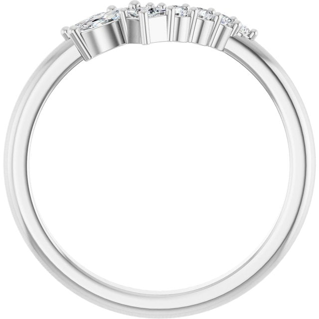 Side View of  Diamond Wave Band in White Gold