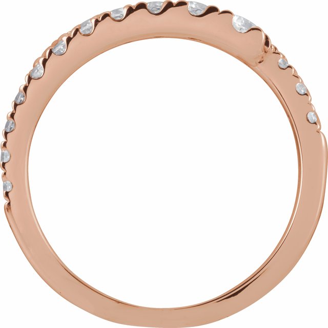 Side View of a Diamond Bypass Ring in Rose Gold