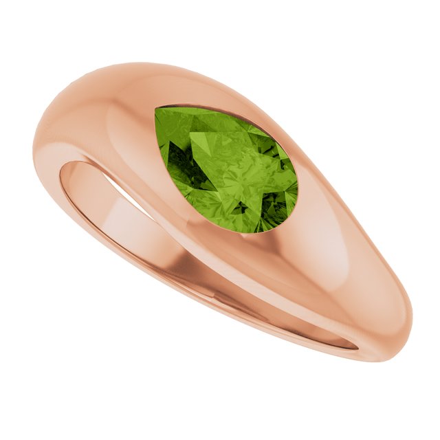 14K Rose Natural Peridot Ring