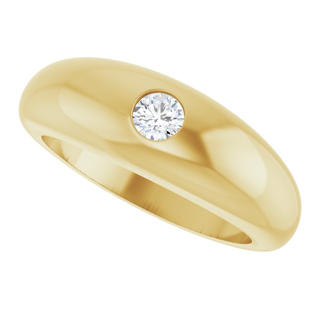 14K Rose 1/4 CT Natural Diamond Dome Ring