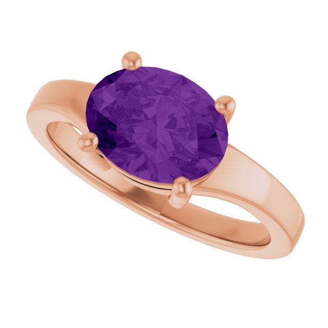 14K Rose Natural Amethyst Ring