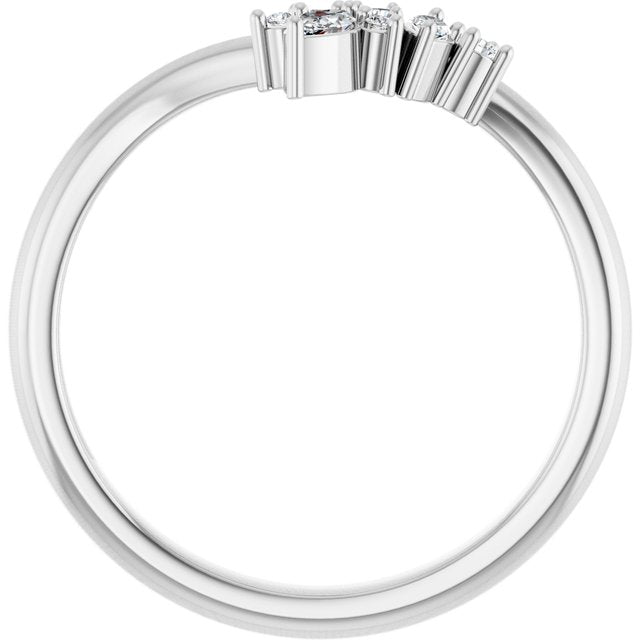 Side View of  Asymmetrical Diamond Cluster Band in White Gold