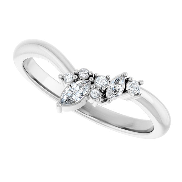 Asymmetrical Diamond Cluster Ring in White Gold