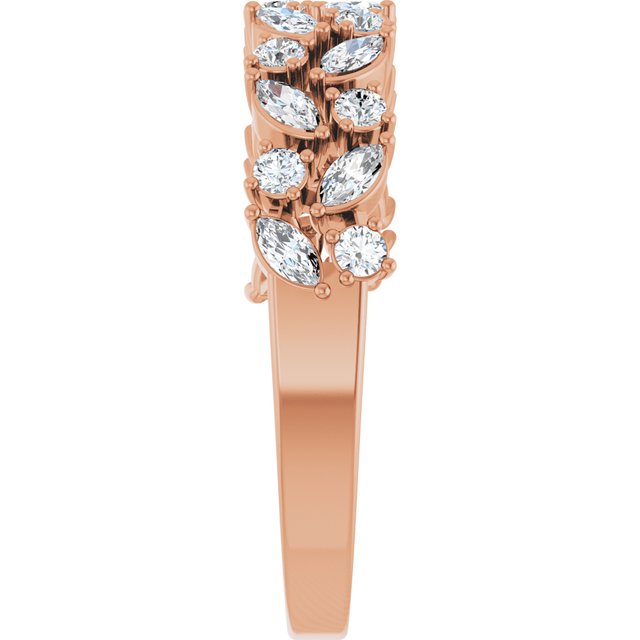 Side View of a the Garland Diamond Band in Rose Gold