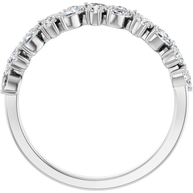 Side View of a the Garland Diamond Band in White Gold