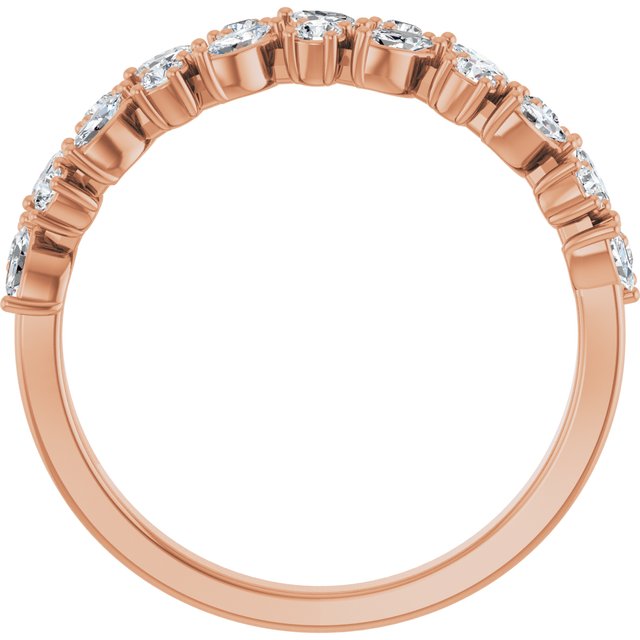 Side View of a the Garland Diamond Band in Rose Gold