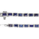 14K White Lab-Grown Blue Sapphire Line 7" Bracelet