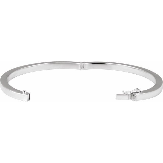 Sterling Silver Square Tube Hinged Bangle 7" Bracelet