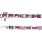 14K White Natural Pink Tourmaline Line 7" Bracelet