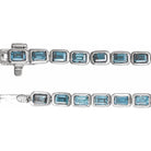 14K White Natural Sky Blue Topaz Line 7" Bracelet