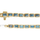 14K Yellow Natural Sky Blue Topaz Line 7" Bracelet