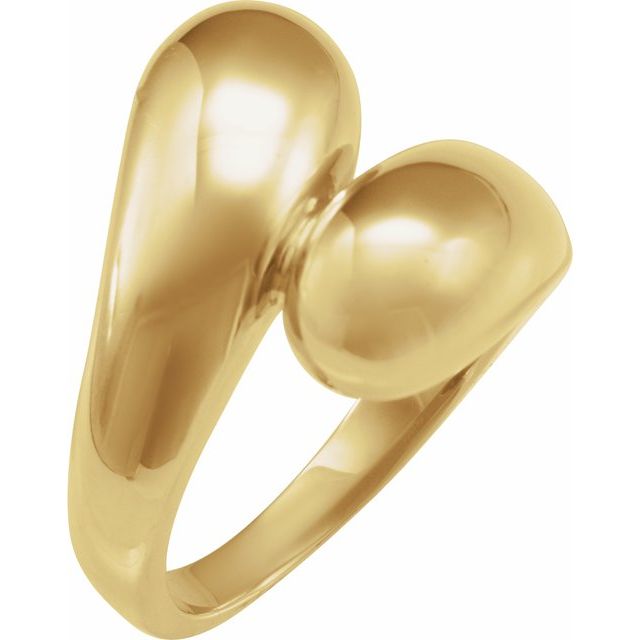 14K Yellow/White Puff Bypass Ring