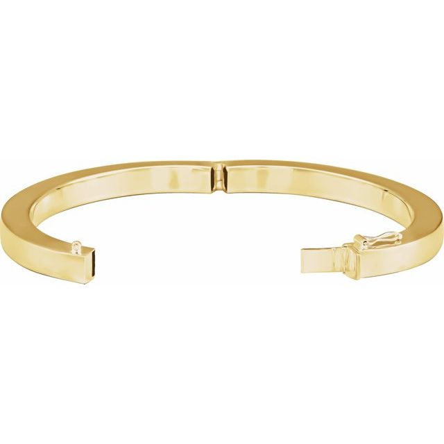 14K Yellow Square Tube Hinged Bangle 7" Bracelet