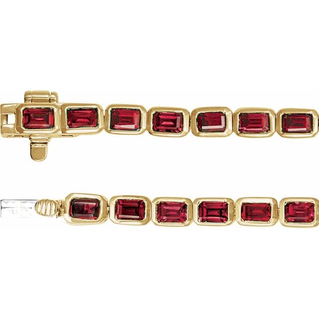 14K Yellow Lab-Grown Ruby Line 7" Bracelet 