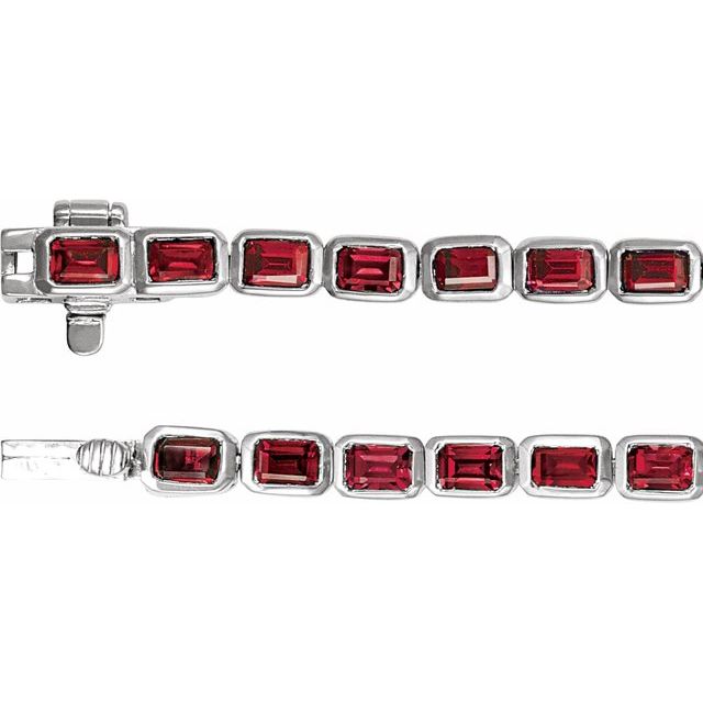 14K White Lab-Grown Ruby Line 7" Bracelet 