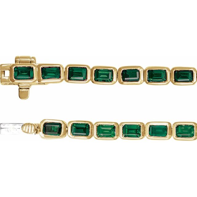 14K Yellow Natural Tsavorite Garnet Line 7" Bracelet 