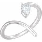 Silver Pear Shaped Negative Space Diamond Ring