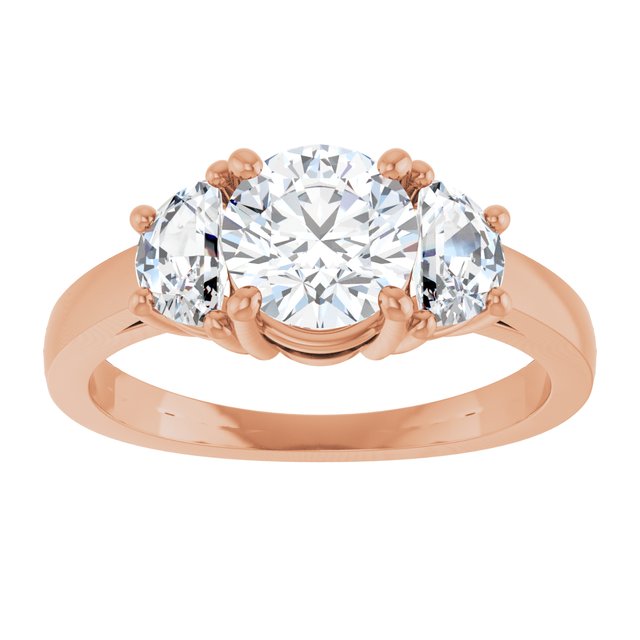 14K Rose 6.5 mm Round Engagement Ring Mounting