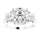 14K White 9 mm Cushion Engagement Ring Mounting