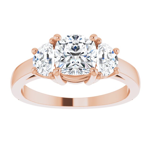 14K Rose 6 mm Cushion Engagement Ring Mounting