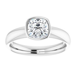 14K white gold 1 CT Cushion Bezel-Set Solitaire Engagement Ring Setting